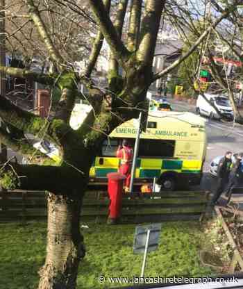 Teenager taken to hospital after serious crash on Blackburn roundabout