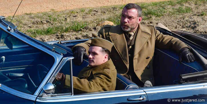 Liev Schreiber & Josh Hutcherson Ride In Vintage Buick While Filming in Italy