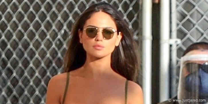 Eiza Gonzalez Stuns In An Olive Green Bustier Look For Jimmy Kimmel Appearance