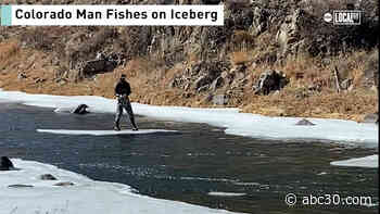 Colorado man goes fly fishing on an iceberg