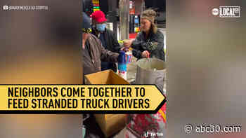 Neighbors come together to feed stranded truck drivers during snowstorm