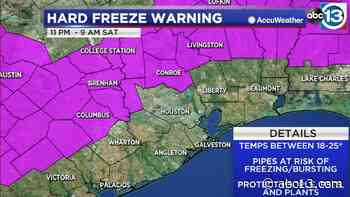 Houston Weather: Hard Freeze Warning and Wind Chill Advisory have been issued for tonight - KTRK-TV