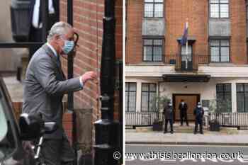 Charles arrives at London hospital to visit Prince Philip
