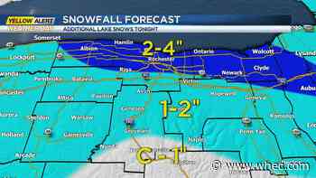 Yellow Alert for lake effect snow into Saturday night