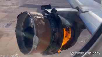 Video shows United Airlines plane engine on fire after takeoff from Denver