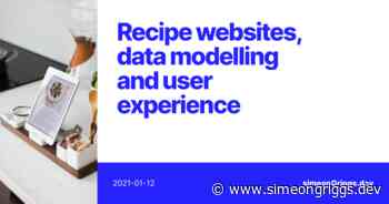 Recipe websites, data modeling, and user experience