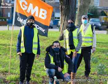 British Gas workers strike on Clapham Common