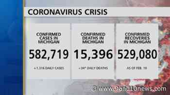 Michigan Health Officials Report 1316 New Coronavirus Cases, 34 Deaths - 9 & 10 News - 9&10 News