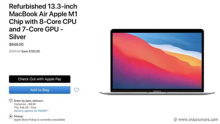 Apple Now Selling Refurbished M1 MacBook Air Models Priced Starting at $849