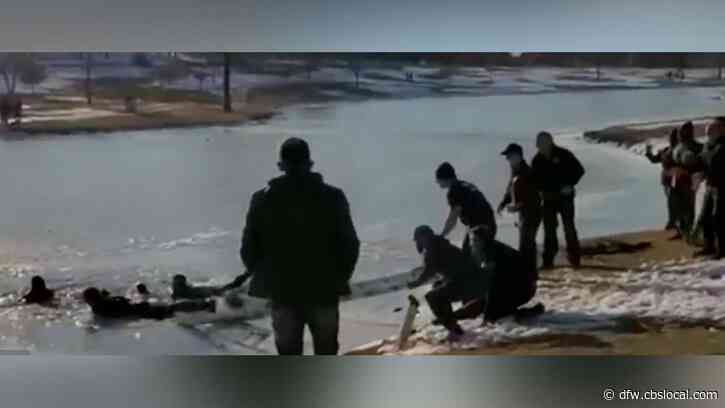 Video Shows First Responders Fall Through Ice While Saving Couple From ...