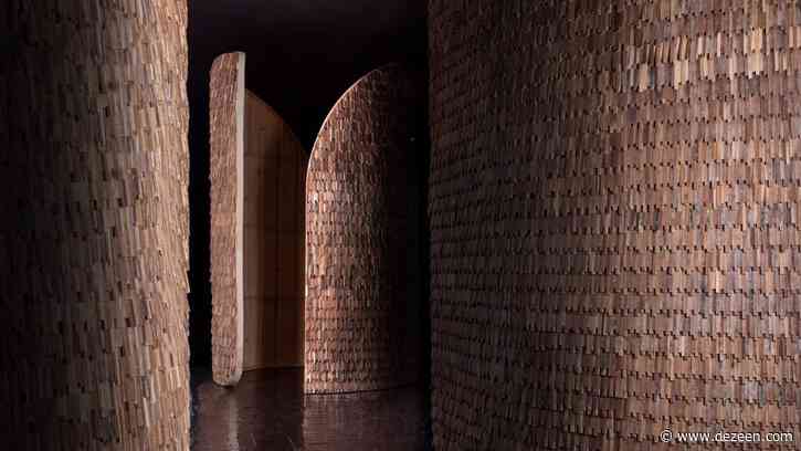 MUT Design clads modular Valencia Pavilion in thousands of wooden scales