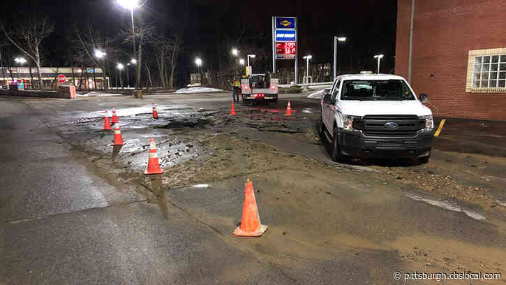 Water Main Break Opens Sinkhole In Shaler Plaza