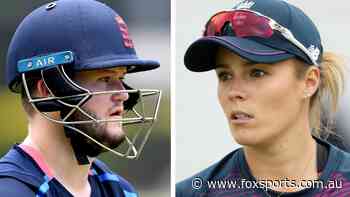 Female and male England cricketers in awkward spat