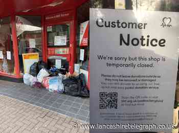 Donations pile up outside Darwen charity shop, despite SIX signs asking people not to leave bags