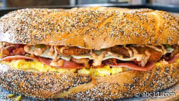 Bite into a 30-pound Jumbo Bagel at O'Bagel in Hoboken New Jersey