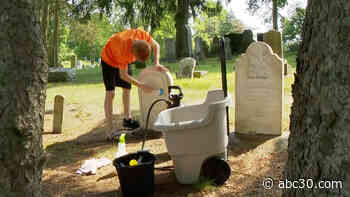 Kid starts unique small business cleaning graves