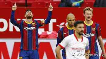 Sevilla 0-2 Barcelona: Lionel Messi takes Barcelona within two points of top spot