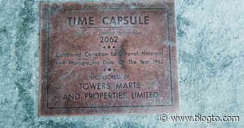 People in Toronto wondering what's inside 1962 time capsule outside a Loblaws - blogTO