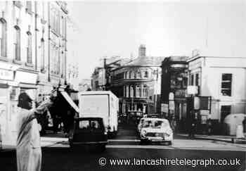 Police on traffic duty on Church Street in Blackburn