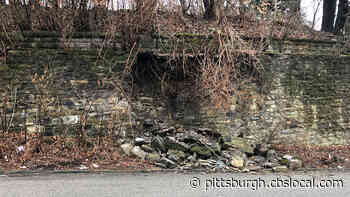 Stone Wall Partially Collapses In Pittsburgh Neighborhood
