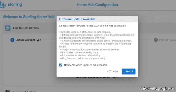 Starling Home Hub 8.0 firmware adds Developer Connect API to take Nest products beyond HomeKit