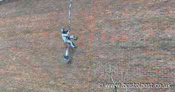 Banksy-style street art appears of man escaping from Reading Prison