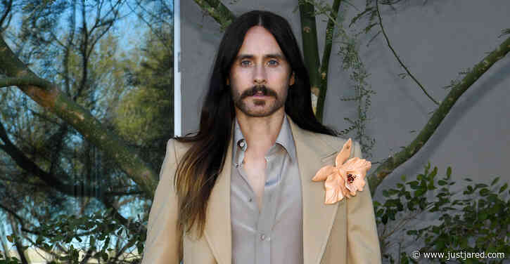Jared Leto Sports Flower Brooch in His Gucci Suit for Golden Globes 2021