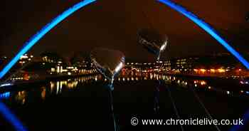 Millennium Bridge lit up blue in memory of Jordan Patterson