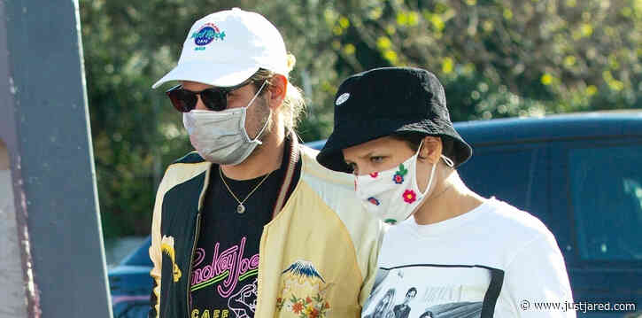 Halsey Covers Baby Bump in White T-Shirt While Out with Boyfriend Alev Aydin