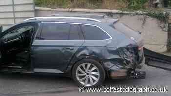Three PSNI officers injured after police car rammed by lorry
