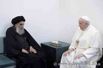 ‘Erase the language of war’: Pope Francis in historic meeting with Iraq’s top Shiite cleric