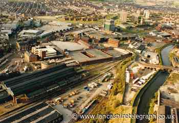 Bird's eye view over Blackburn's new Morrison's in 1992