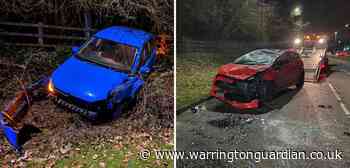 Man arrested on suspicion of drink and drug driving after two car crash off Sankey Way
