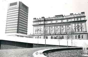 Blackburn's old and new town halls standing side by side