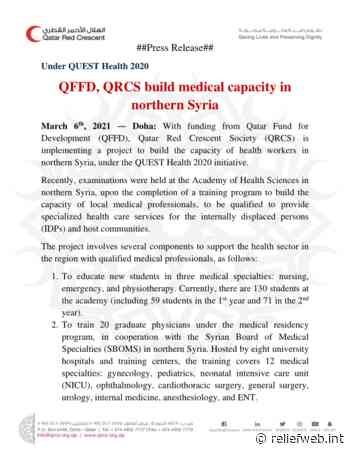 QFFD, QRCS build medical capacity in northern Syria [EN/AR] - Syrian Arab Republic - ReliefWeb