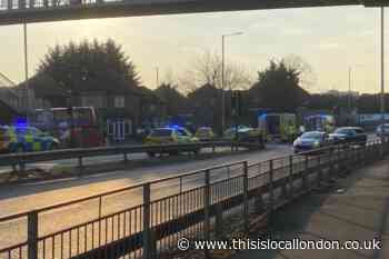 Emergency services close busy road in Edgware after crash