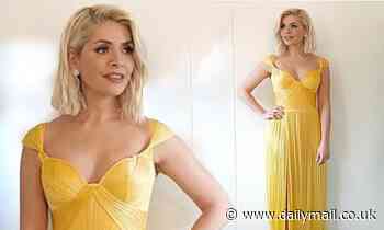 Holly Willoughby looks sensational in a plunging yellow chiffon gown at DOI semi-final