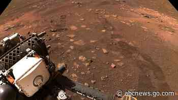 NASA's new Mars rover hits dusty red road, 1st trip 21 feet