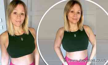 Pregnant Kimberley Walsh showcases her growing baby bump in gym gear