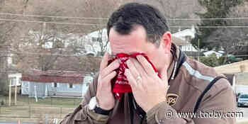 Small town moves its 1 UPS driver to tears with generous gift, party