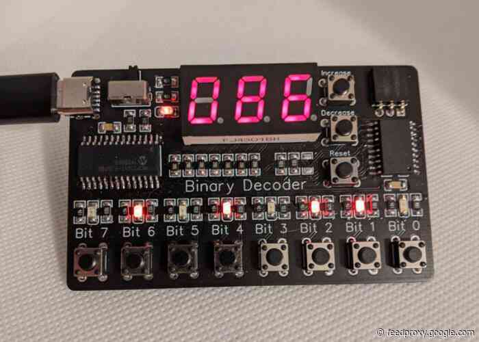 Binary Decoder kit from $15 teachers electronics, soldering and binary in one