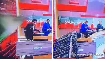 Soccer Journalist Crushed By Falling Wall On TV Set, Insane Video