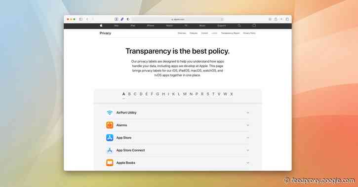 Apple now showing privacy labels for all of its apps in one central location