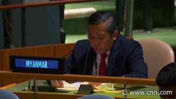 Myanmar UN Representative speaks after issuing plea to the world
