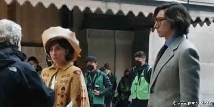 Lady Gaga & Adam Driver Film a Scene in Vintage Costumes for 'House of Gucci'