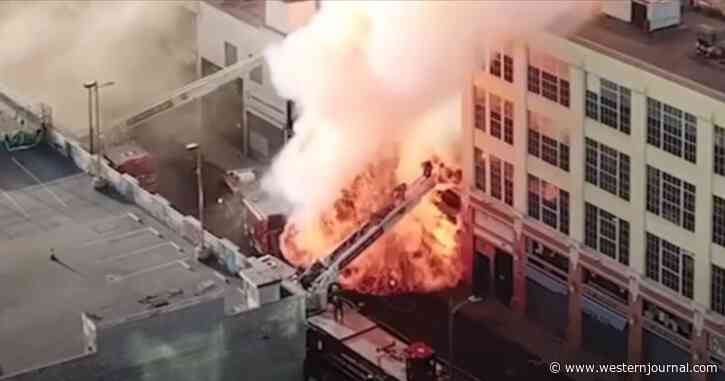 Watch: Miracle Happens as Explosion Completely Engulfs Evacuating Firefighters