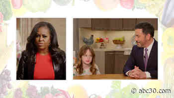 Michelle Obama tries to get Jimmy Kimmel's daughter to eat vegetables