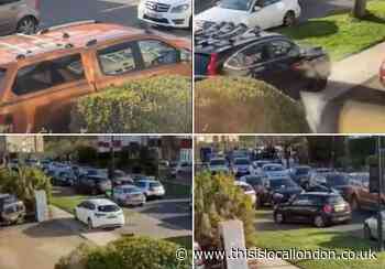 Cars filmed driving along pavements near schools in Enfield