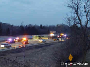 Tractor trailer crash causes delays on I-90 EB near Cleveland Drive