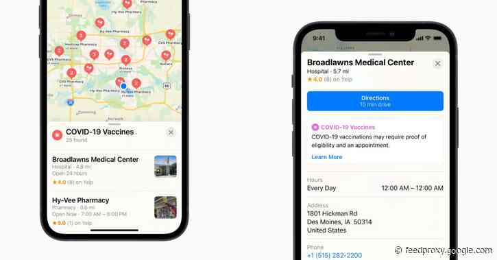 Apple Maps and Siri now show details on COVID-19 vaccine locations in the US